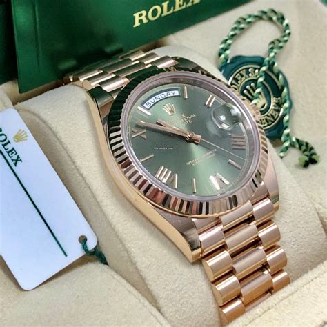 rolex presidential rose gold olive green|rose gold presidential rolex price.